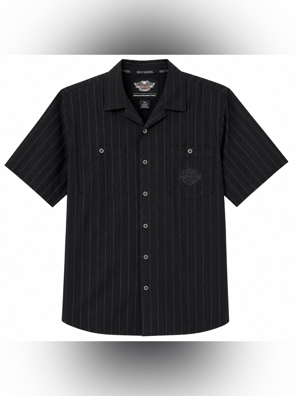 Harley-Davidson Genuine MotorClothes Black Pinstripe Button-Up Shirt 3XL Men’s S